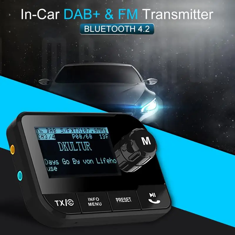 Автомобиль dab цифровой адаптер радио FM передатчик bluetooth ресивер MP3 плеера с Crystal