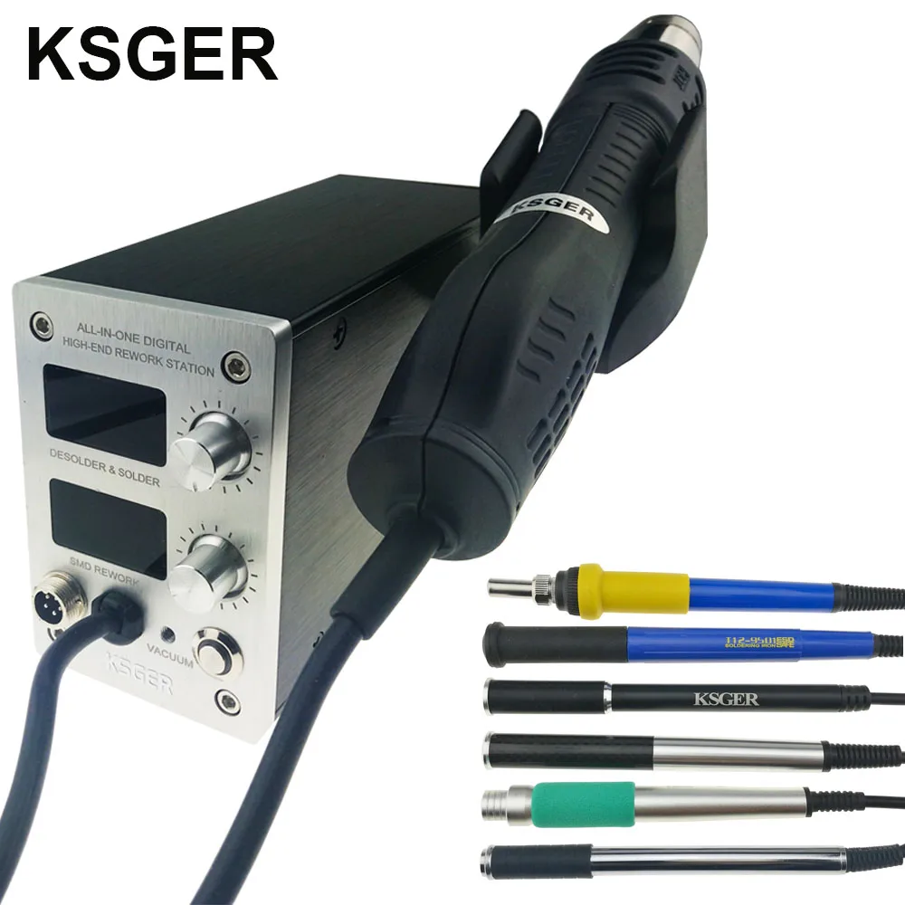 KSGER STM32 OLED T12 температура 2 в 1 все в одном фена для фена, цифровая паяльная станция, паяльная станция с железной ручкой