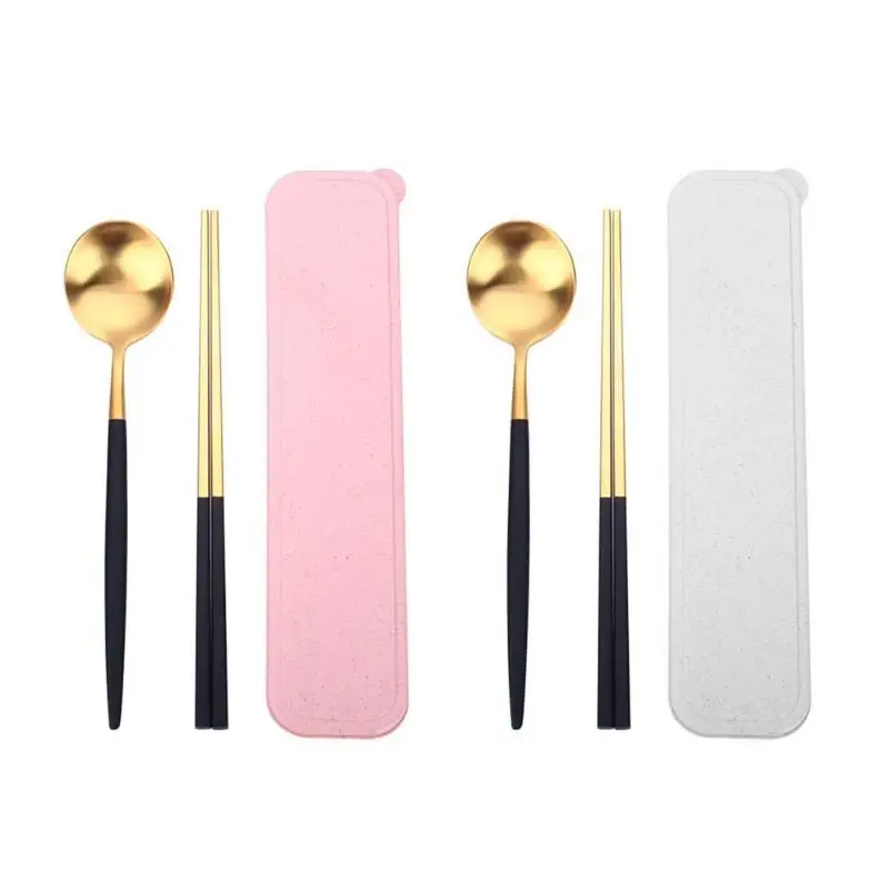 2 шт. набор столовых приборов из нержавеющей стали портативная пшеничная коробка