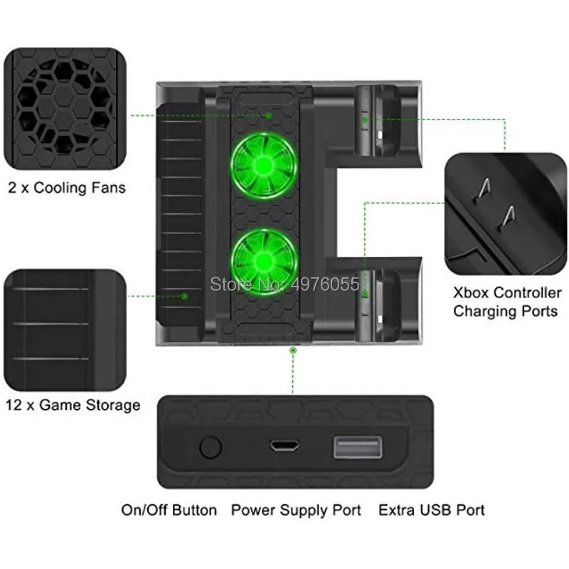 Для Xbox ONE/One S/One X вертикальная подставка для зарядки охлаждающий вентилятор кулер
