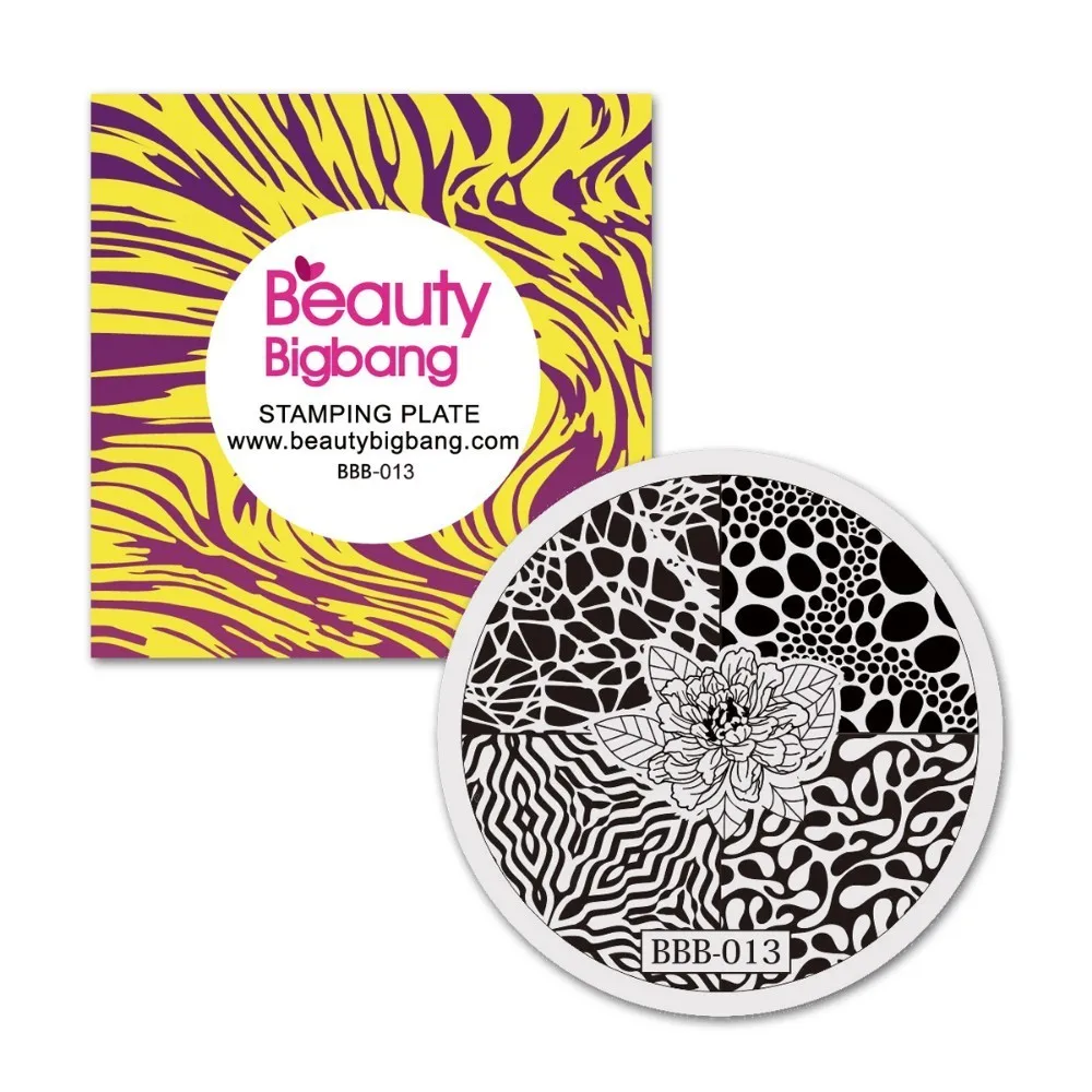 BeautyBigBang круглый шаблон для ногтей Леопардовый цветок штамповка пластины из