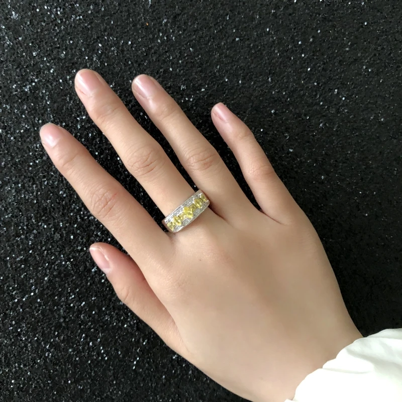 

Huitan Colorful Band Ring with Clear Cubic Zirconia Prong Setting Fashion Couple Rings Wedding Anniversary Rings for Men & Women