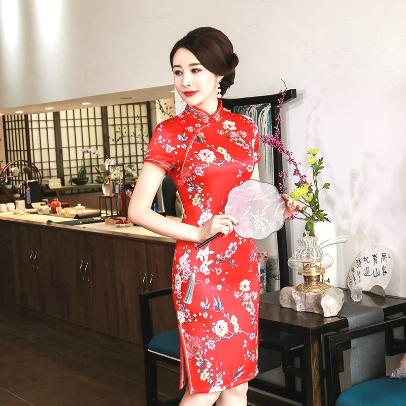 Короткое китайское платье Sheng Coco женские красные сексуальные китайские