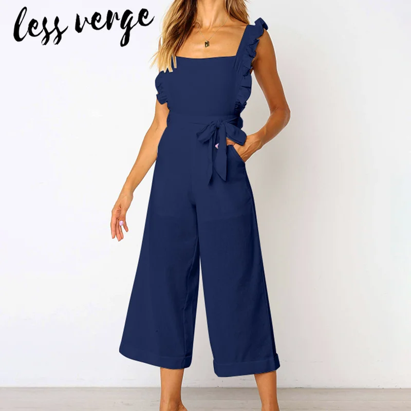 Lessverge гофрированный с открытой спиной повседневный комбинезон широкими