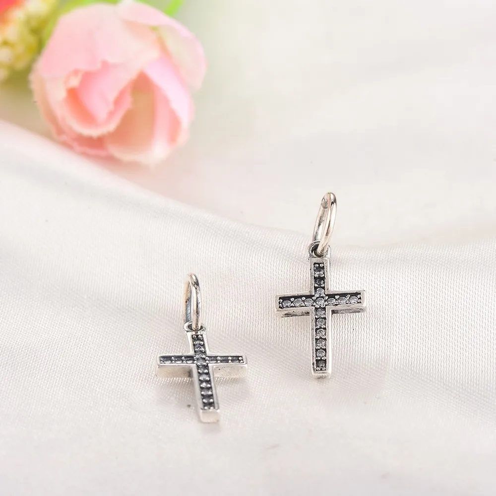 Devolove 925 Стерлинговое серебро символ веры крест AAA CZ камень бисер Подвески Fit Pandora