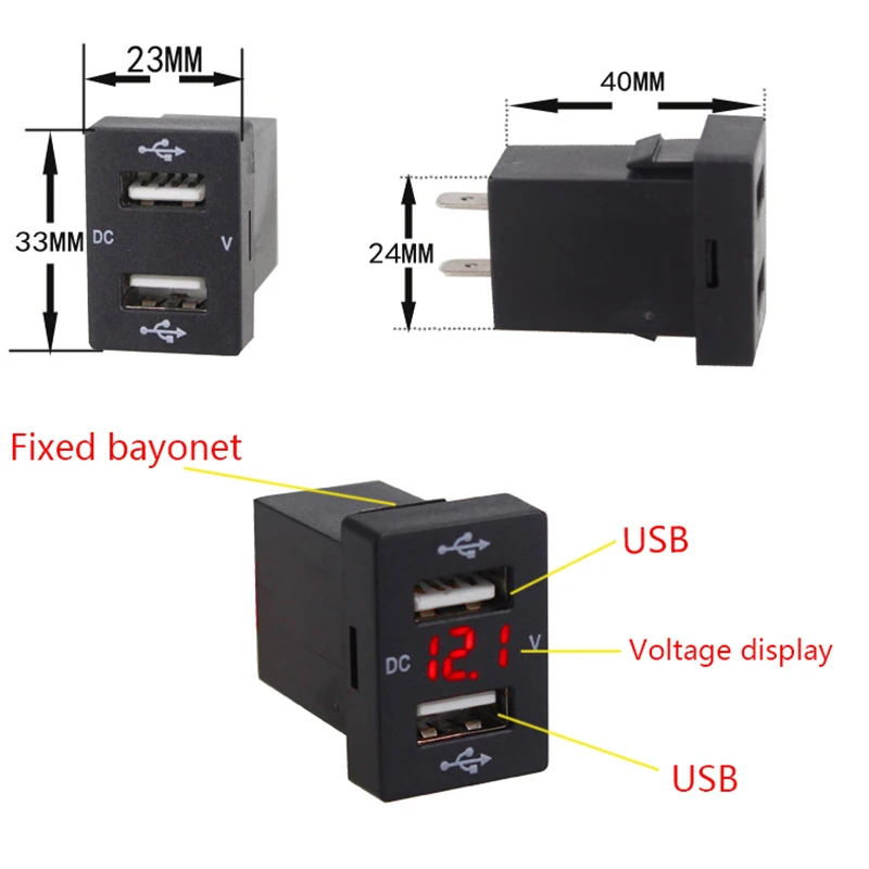 Автомобильное зарядное устройство CARCHET с двумя usb портами ЖК дисплеем