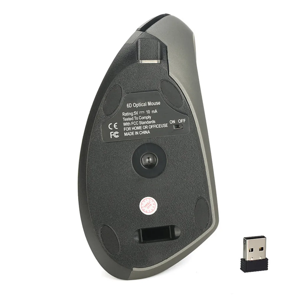 HXSJ vertical mouse 2.4G wireless rechargeable built-in 600 mA battery adjustable 2400dpi suitable for office games | Компьютеры и