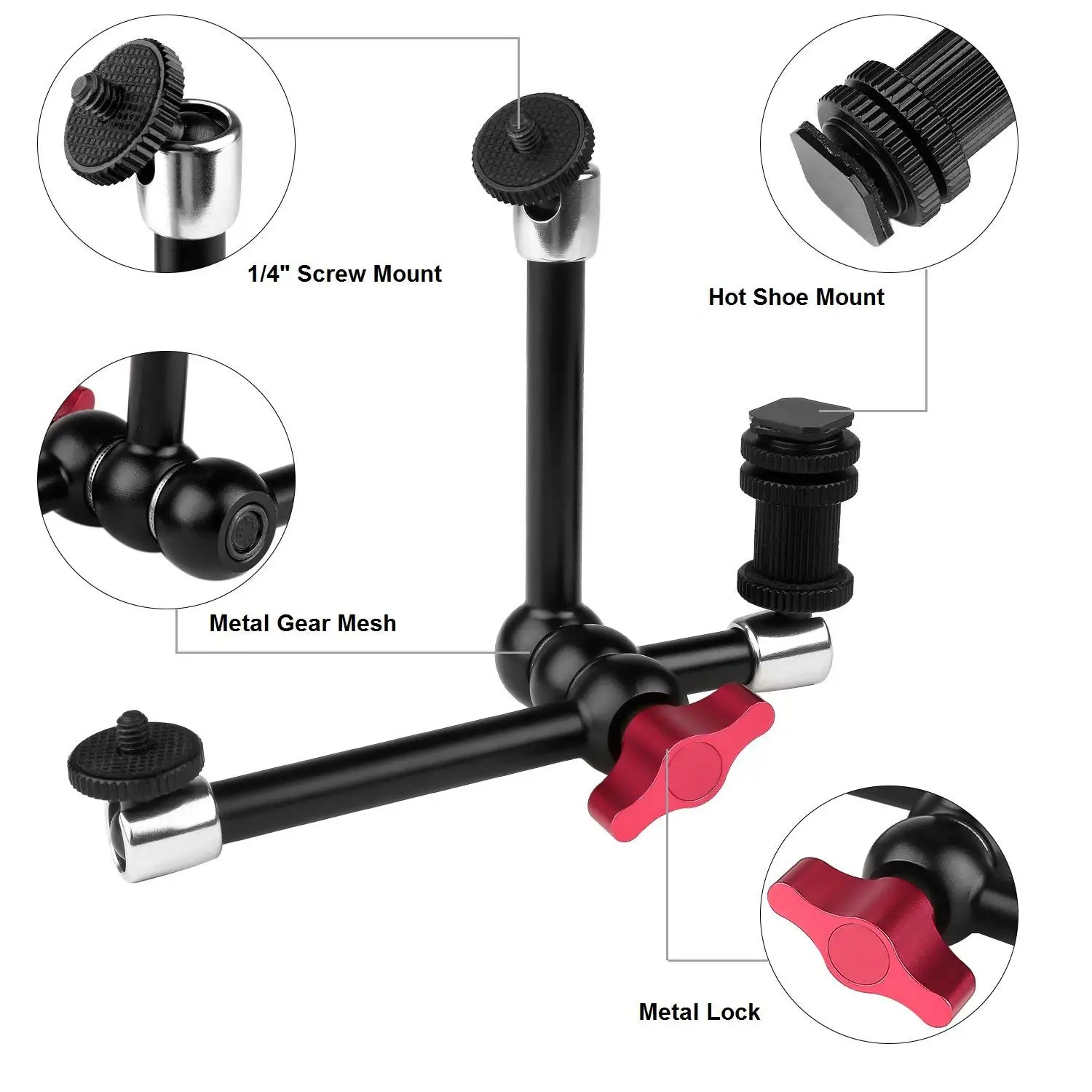 Magic Arm 3 Arms Adjustable Articulating Friction Camera Bracket Compatible with DSLR Rig LED Monitor Video Lig |