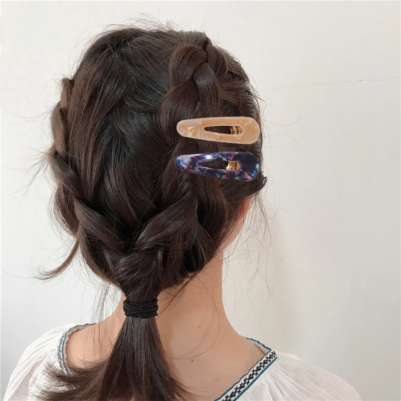 

New 1pcs Hair Accessories Simple Hair Clips Geometric Vintage Fashion Barrettes Acrylic Women Girls Waterdrop Korea Hairpins