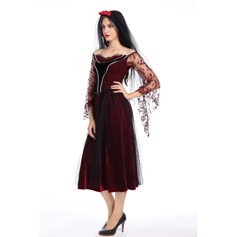 Sexy Woman Lace Dress Mexican Undead Festival Costume Halloween Party Ghost Bride Cosplay Uniform | Тематическая одежда и