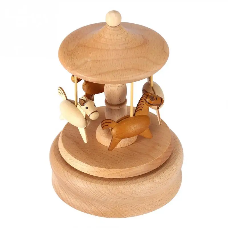 Деревянная винтажная музыкальная шкатулка в форме красивой лошади деревянные