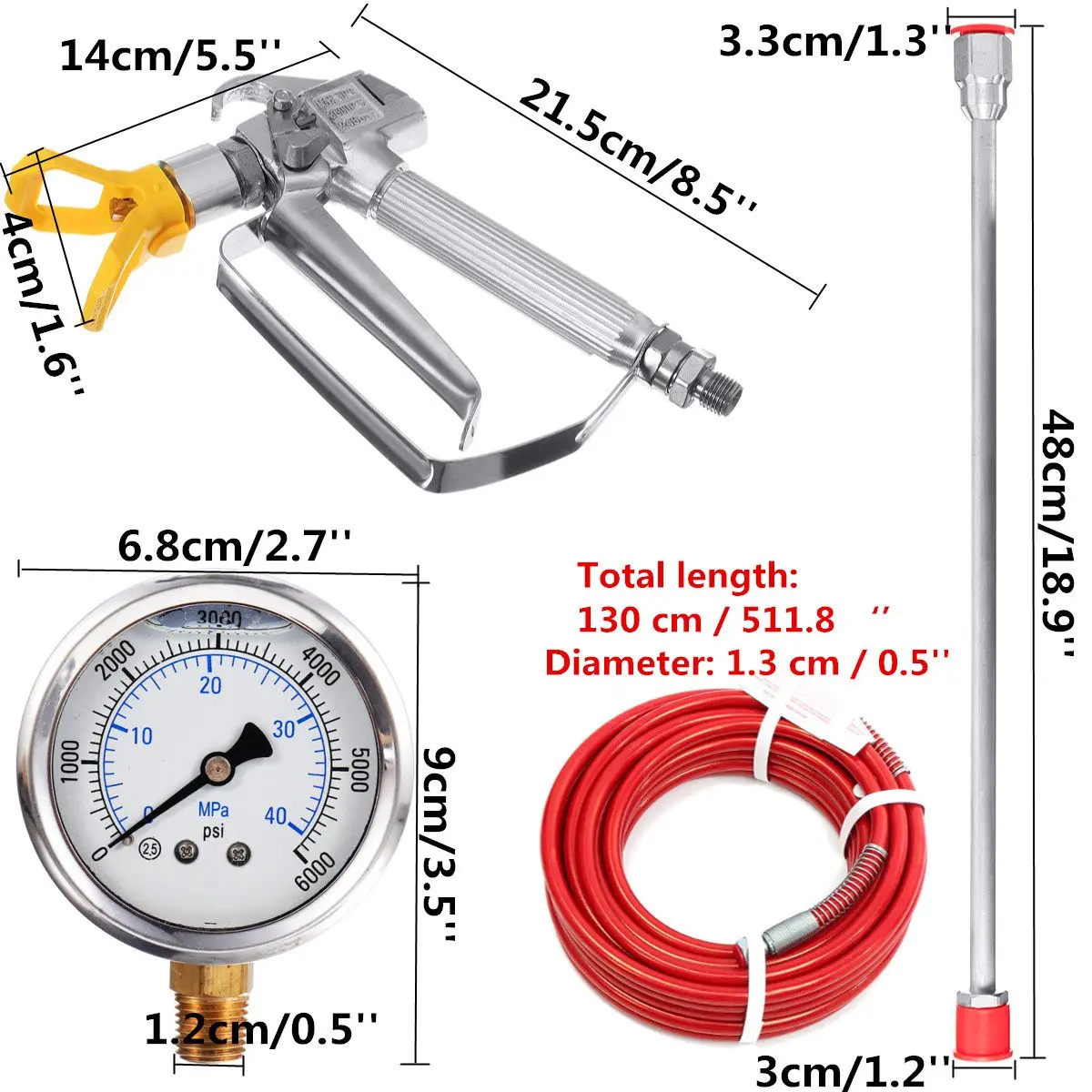 H680 безвоздушный распылитель высокого давления стержень манометр труба