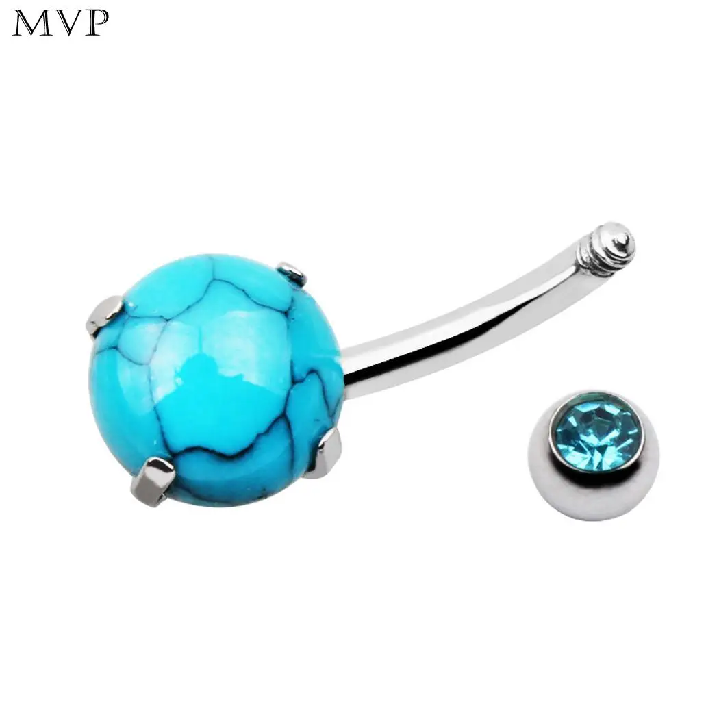 Women Fashion Belly Piercing Jewelry Blue Gem Rhinestone Round Navel Nail Casual Daily Party etc. Ring |
