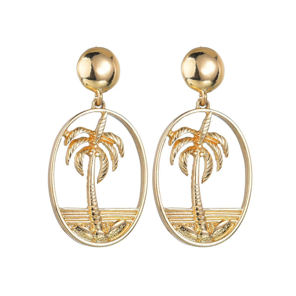 Женские Висячие серьги с кокосовой пальмой Овальный Круглый висячий сережек