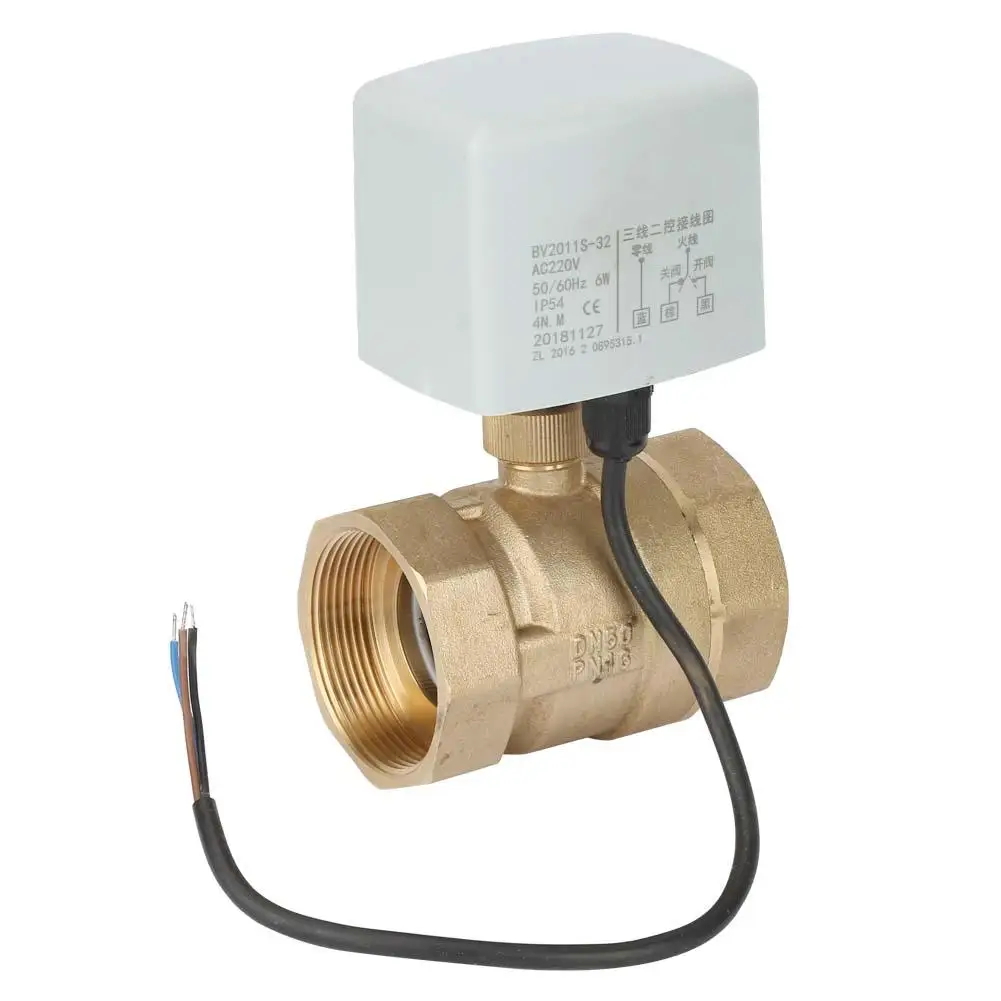 AC 220V DN50 Электрический латунный моторизованный шаровой клапан 2 дюймов Way 3 провода