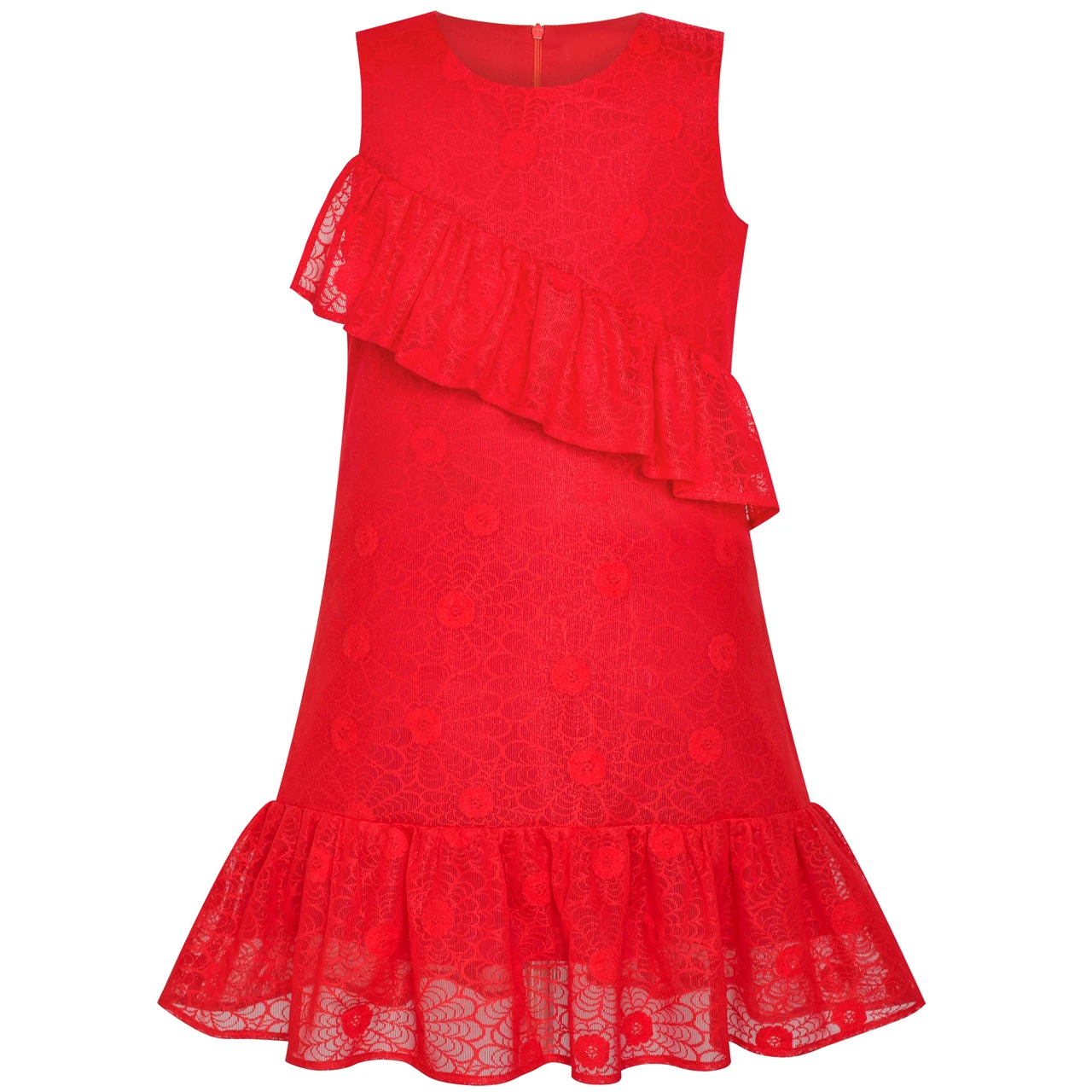 Sunny Fashion платья для девочек платье Цветок Девушка Платье Онлайн красный Кружево