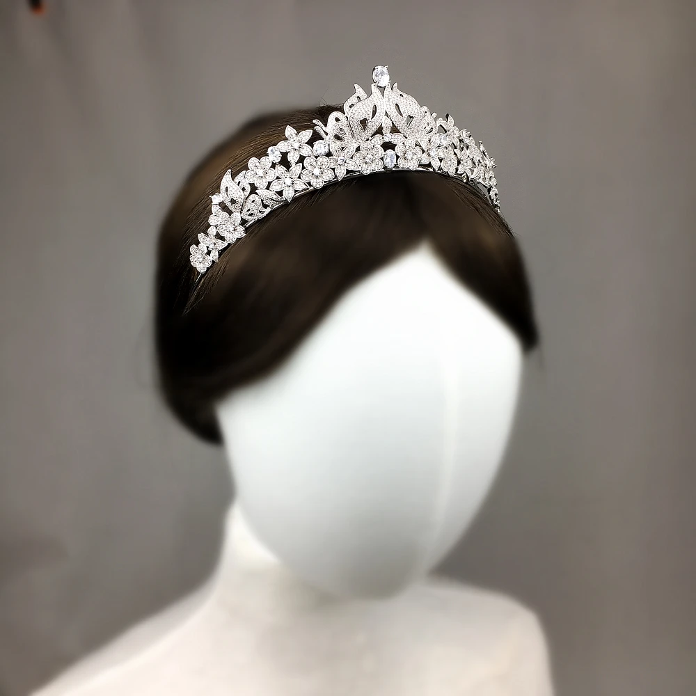 Тиара с полным покрытием из фианита винтажная циркониевая Корона диадема