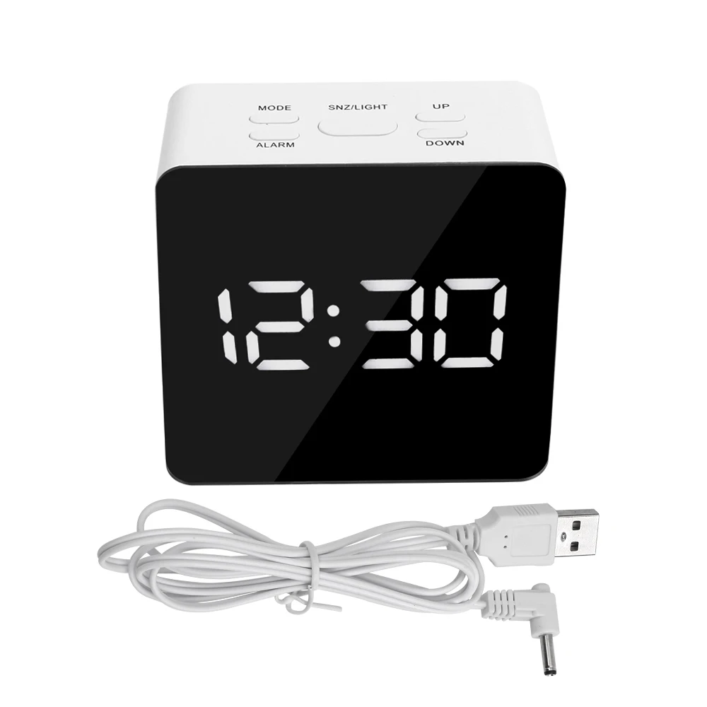 HOOMIN Digital LED Display Desktop Clock Thermometer USB & Battery Operated Table Alarm Clocks Mirror with Snooze Function | Дом и сад