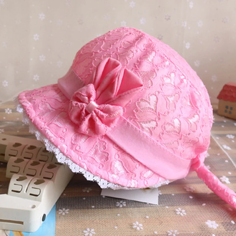 Baby Toddler Girls Hat Summer Cartoon Bow Lace Cap Infant Baby Boy Girl 2020 Fashion Peach Heart Printing Cap Sunhat Hats