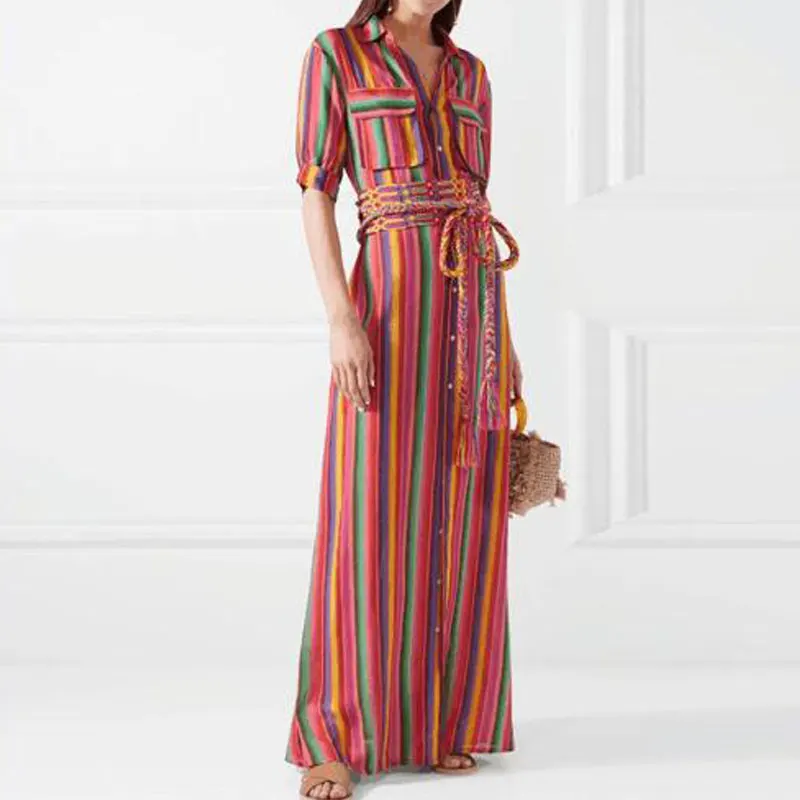 2019 летнее платье макси в полоску женские вечерние богемные платья пляжные