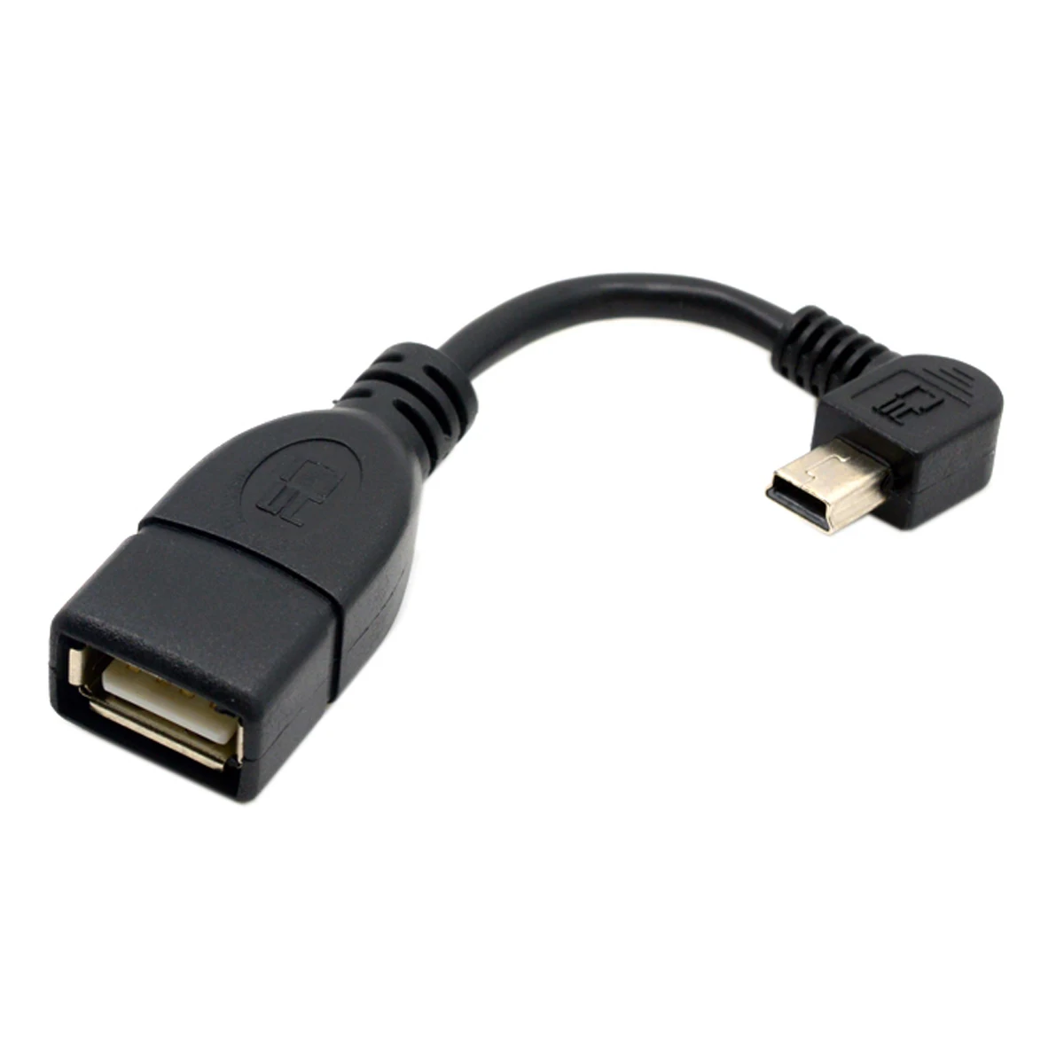 

USB 2.0 A Female OTG to Left Angled 90 Degree Mini B Male Cable 10cm