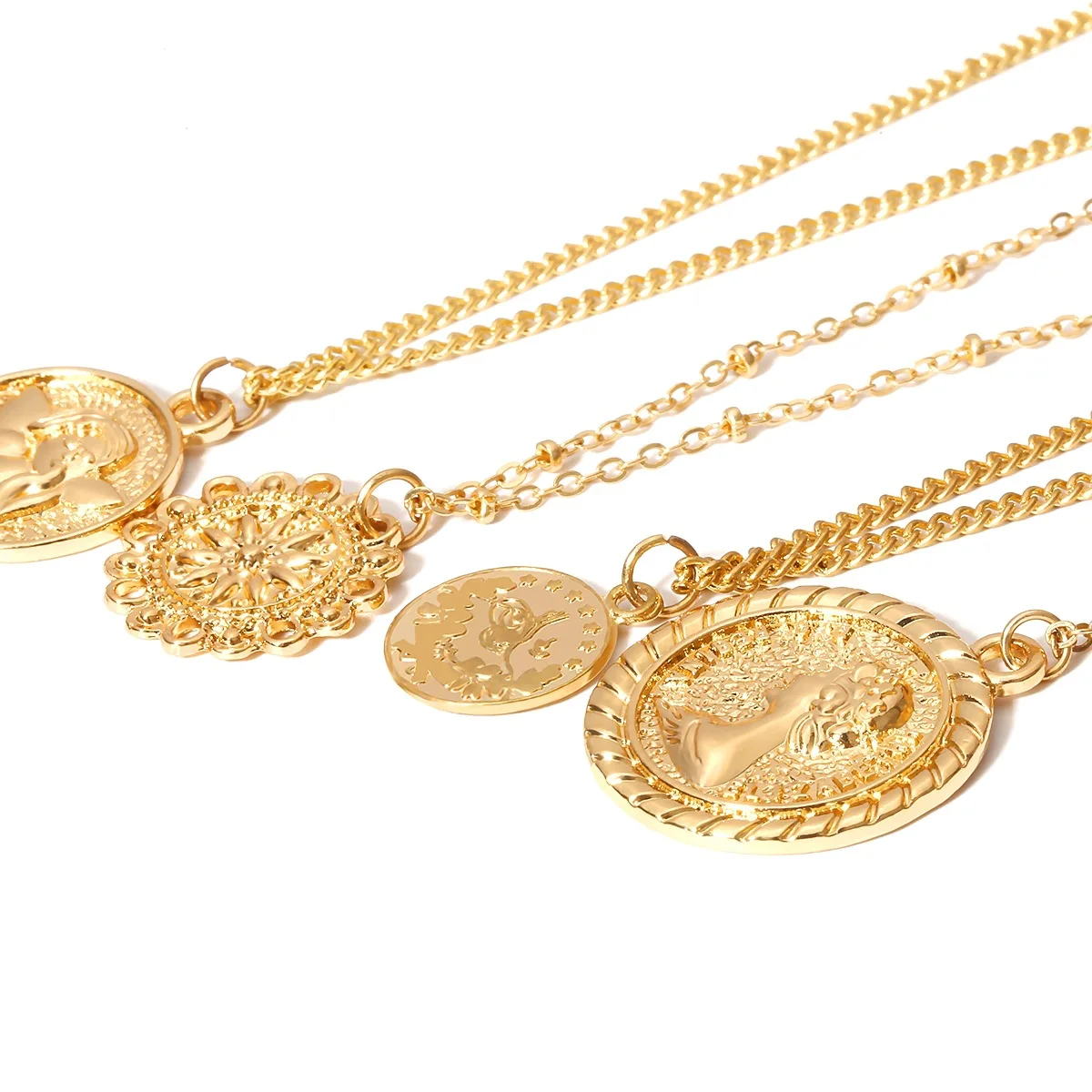 Женское винтажное ожерелье с кулонами в виде монет модное многослойное колье