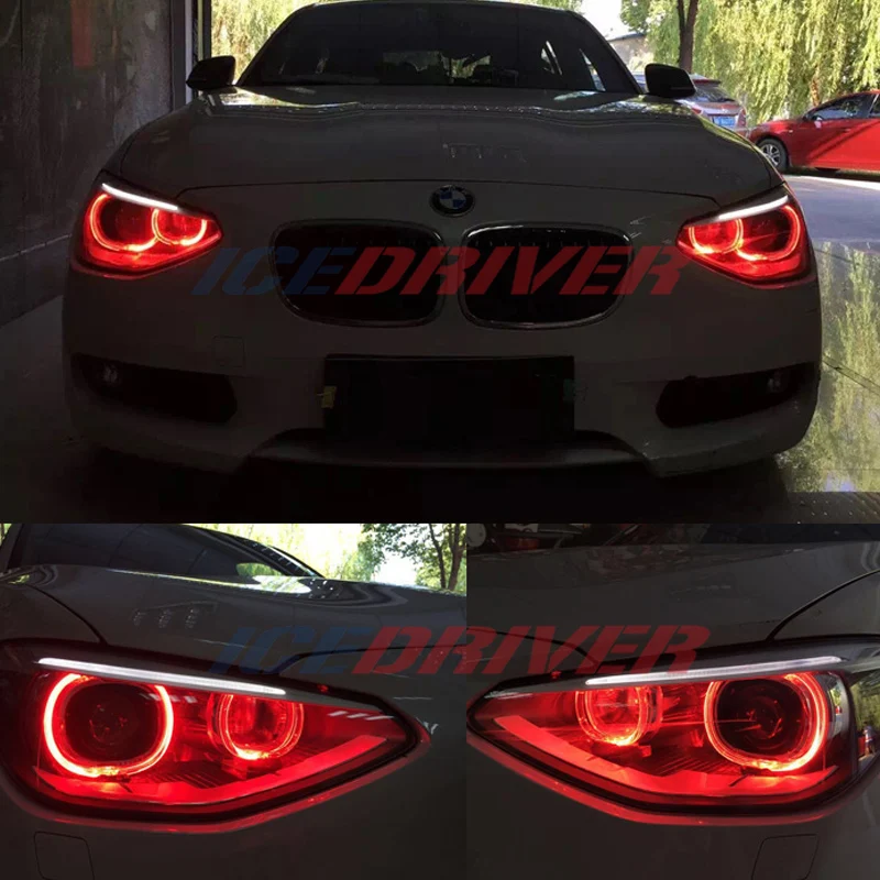 Дневные ходовые огни Icedriver для BMW 1 серии Angel Eyes DRL RGB, многоцветсветодиодный светодиодные панели F20 F21 F40 F44 F52, красный, желтый RGBW