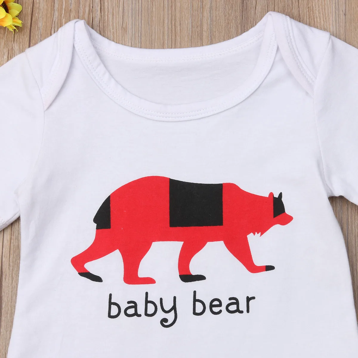 Newborn Baby Clothes Sets Christmas Cartoon Bear Boys Girls Costumes Toddler Bodysuits+Plaid Pants 2Pcs Outfit Set Clothing | Детская
