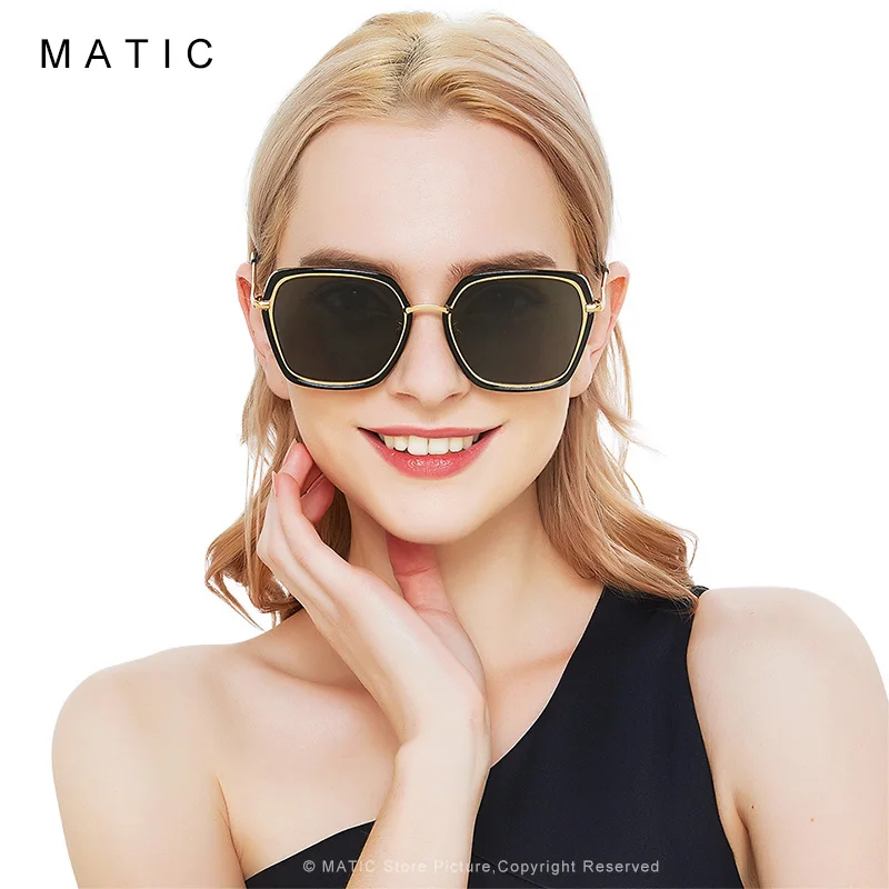 MATIC золотистые шестигранные ретро большие солнцезащитные очки 2019 женские