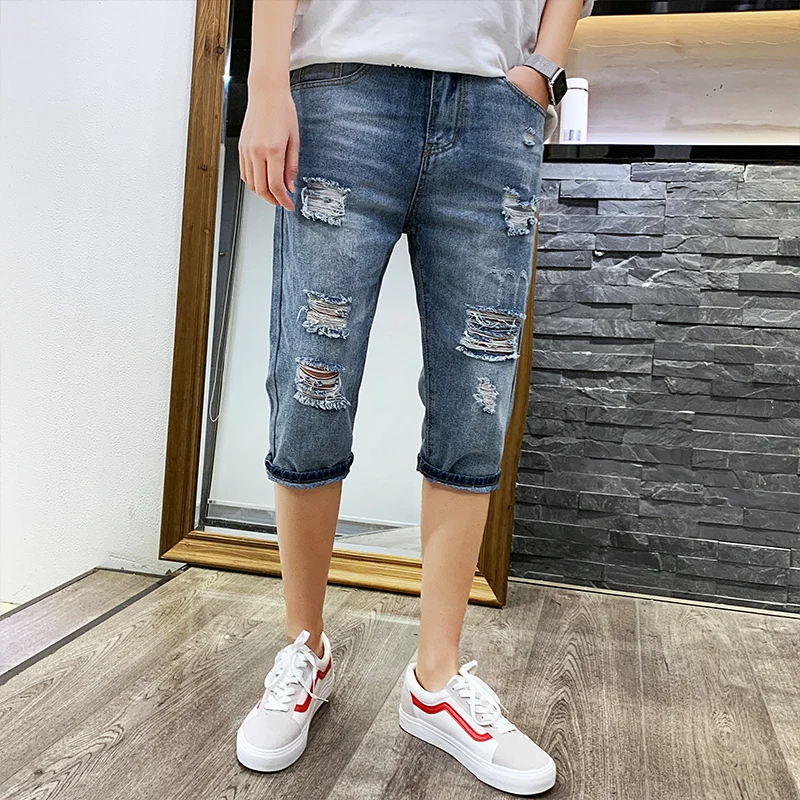 2019 новые летние джинсы с дырками мужские ковбойские шорты штаны одежда уличная