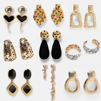 flatfoosie za statement metal drop earrings trendy jewelry elegant big geometric dangle pendant earring for women mexed earrings