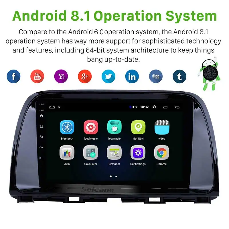 Seicane автомобильный Android 8 1 HD Navi 2Din 9 &quotАвторадио Мультимедиа Видео плеер стерео gps