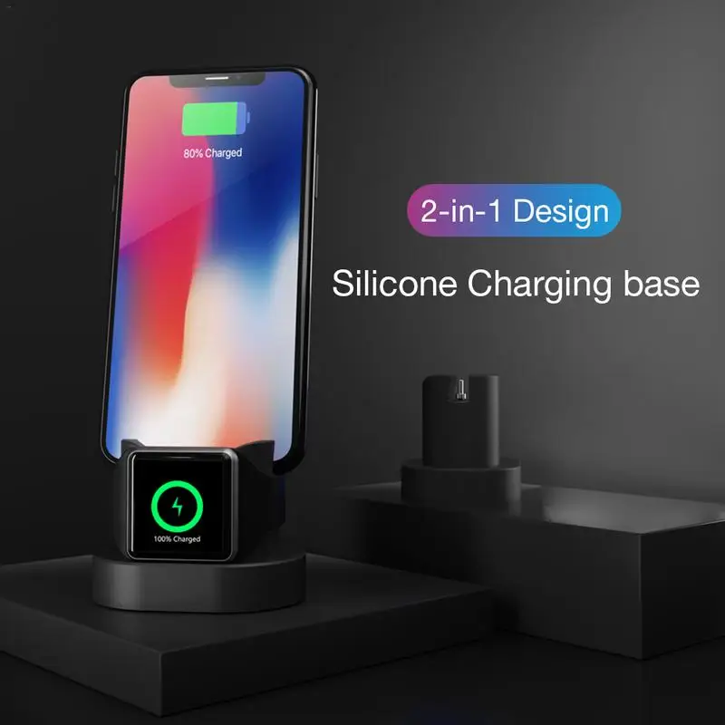 Силиконовая зарядная док станция для iphone Airpods серии Apple Watch Подставка зарядки