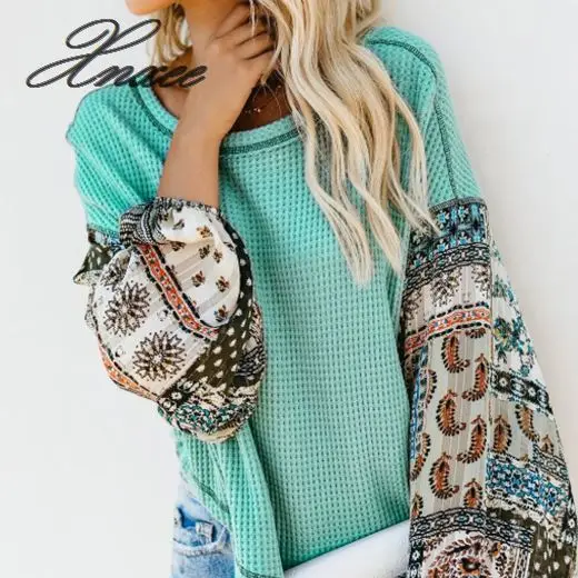 Vintage v neck solid women sweater Casual long sleeve fashion pullover female 2020 Autumn winter jumpers print plus size | Женская