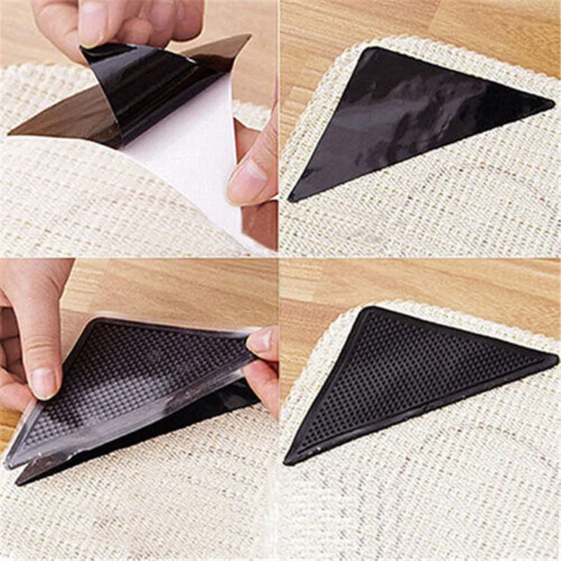 4 шт ковры коврики Ruggies Захваты Нескользящие занос Многоразовые моющиеся