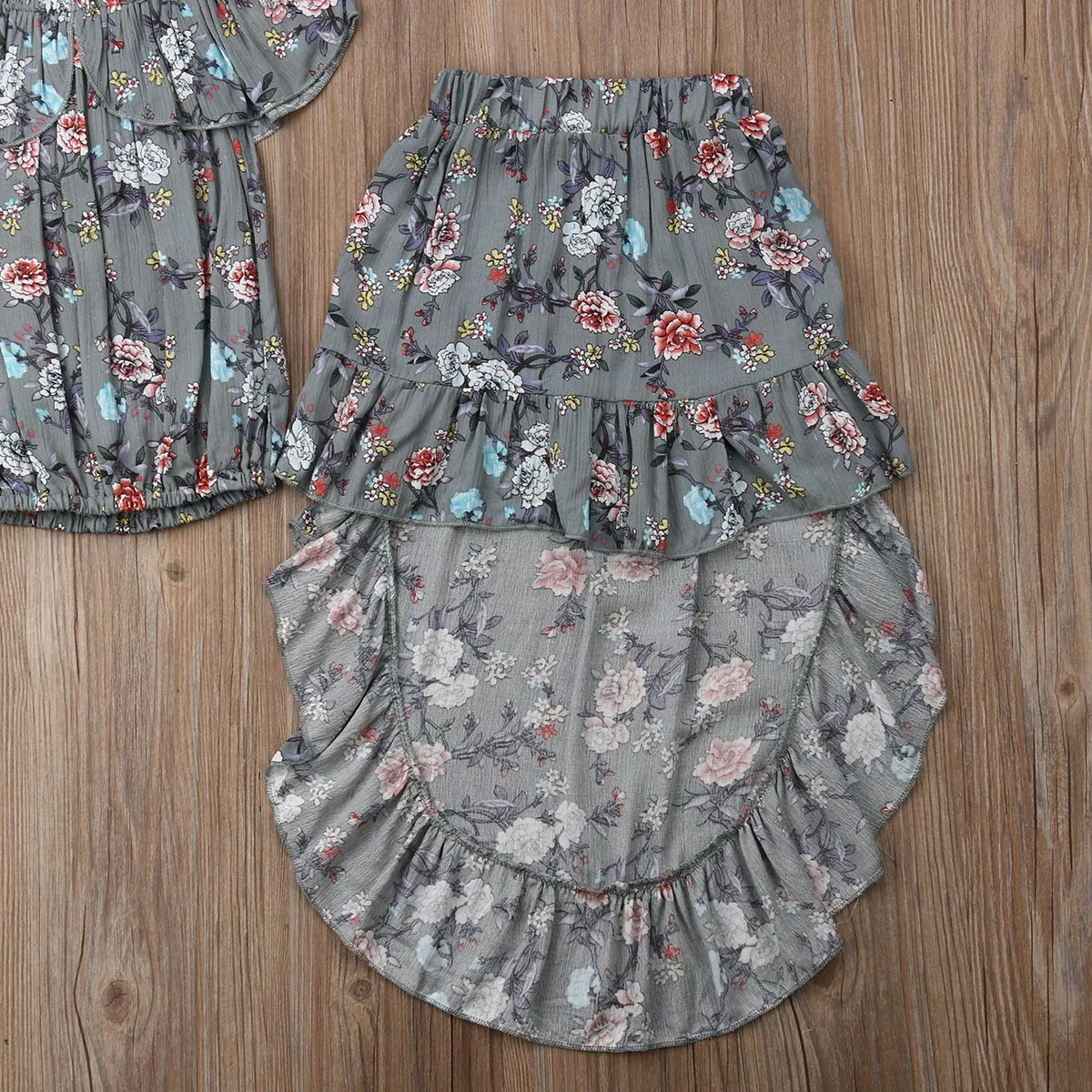 Летняя детская одежда с цветочным рисунком для маленьких девочек от 2 до 7 лет