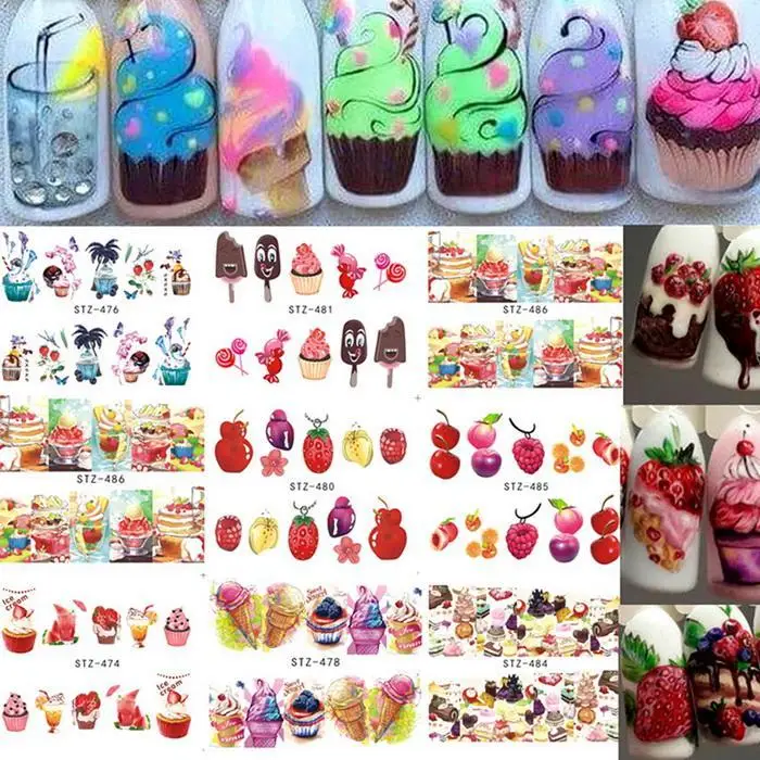 Цветные Переводные изображения фруктовый крем торт украшения Дизайн DIY передачи