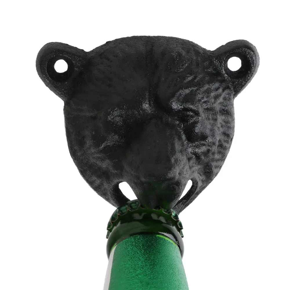 Bottle Cap Opener Cast Iron Bear Head Metal Beer Can Vintage Style Wall Hanging Kitchen Bar Tools | Дом и сад