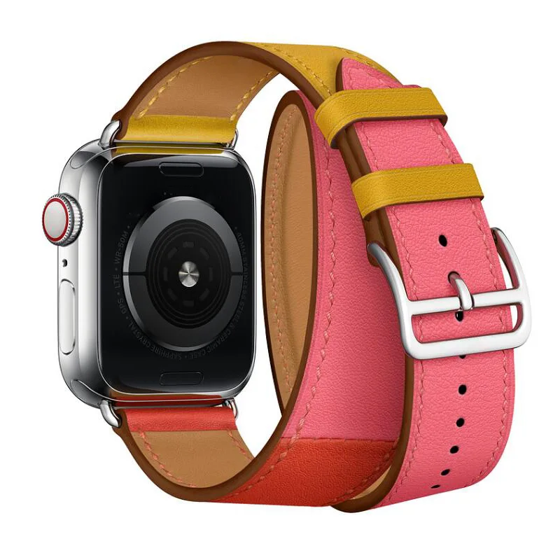 Ремешок для наручных часов Apple Watch Series 4 40/44 мм Натуральная кожа двойные Тур