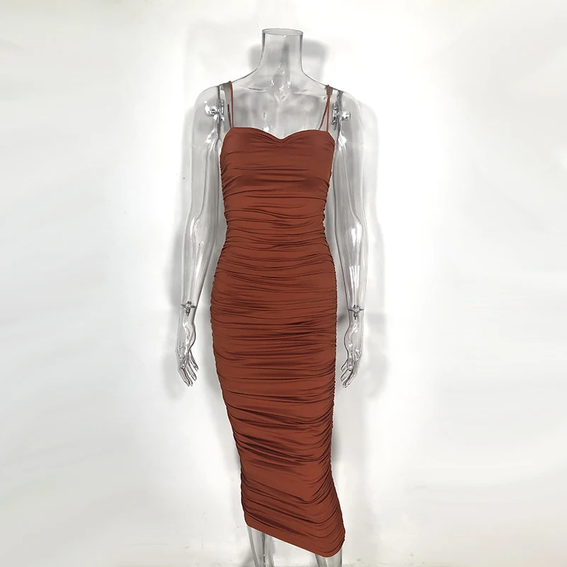 Chictorso 2 слоя Ruched платье Лето Для женщин Бандажное женские вечерние ночной клуб носить черное длинное