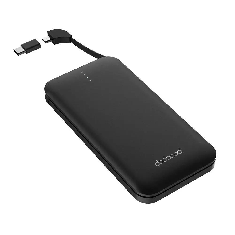 Внешний аккумулятор 10000 мАч с адаптером для USB C ультратонкий двойной выход из