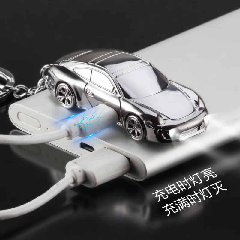 Оригинальная зажигалка для моделирования спортивных автомобилей с зарядкой, ветрозащитная лампа, usb-точечный детектор дыма, Подарочная коробка для сигарет