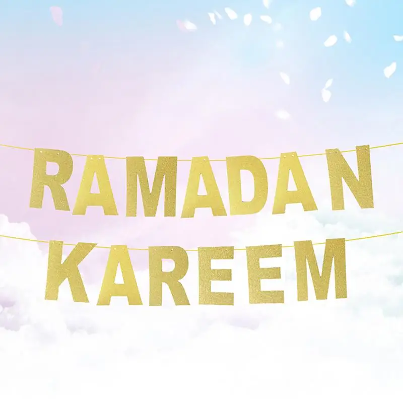 Золотые буквы Рамадан транспарант kareem Бантинг картон Вымпел флаги баннер