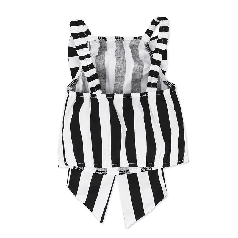 2019 Fashion Girls Suit stripe Tops + pants 2 Pieces The Strapless Set Kids Bowknot Hole white girls clothing set | Мать и ребенок