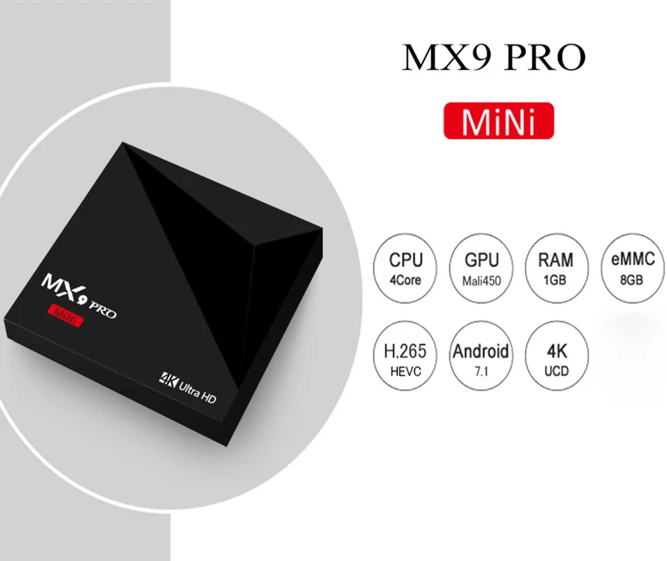 MX9 PRO мини Android 7 1 ТВ Box Quad core RK3328 Cortex A53 1G RAM 8G ROM Smart Декодер каналов кабельного