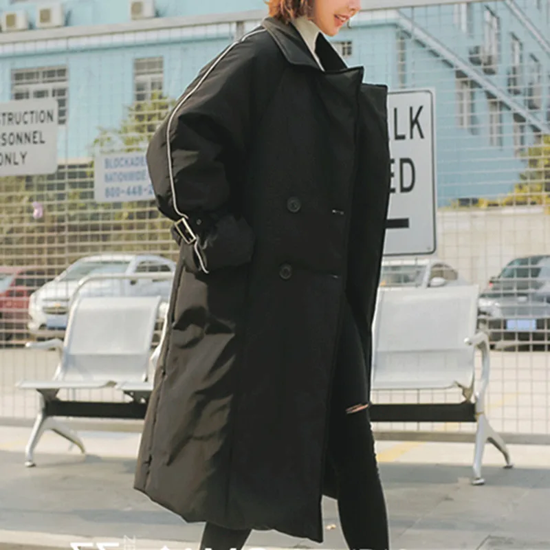 Women Winter Parkas 2018 New Plus Size Belt Cotton Wadded Jacket Thicken Fashion Warm Female Slim Long Coat Mujer Invierno LS45