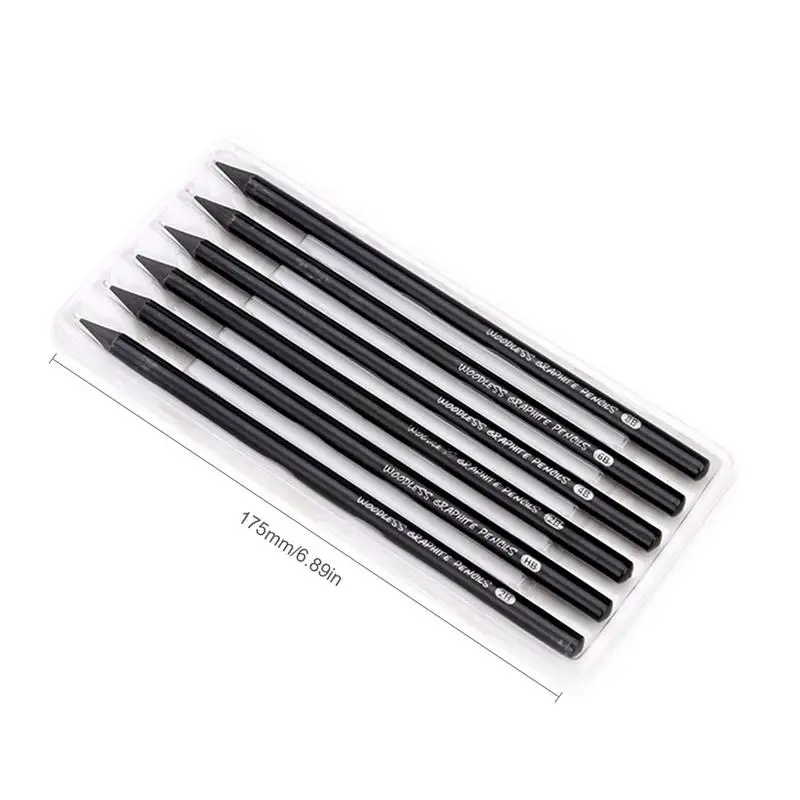 6 Pack Sketch Drawing Pencil Set Woodless Graphite Pencils 17.5 CM 2H HB 2B 4B 6B 8B For Artists Painting Supplies #L4 | Канцтовары для