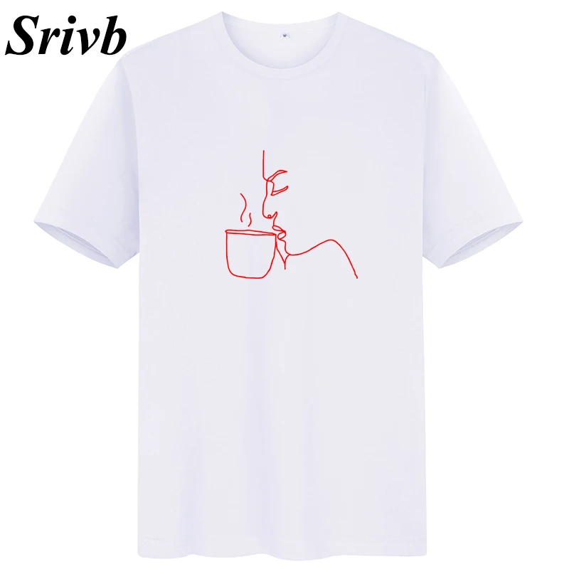 Женская футболка с принтом Srivb Face Coffee свободная о-вырезом лето 2019 | одежда