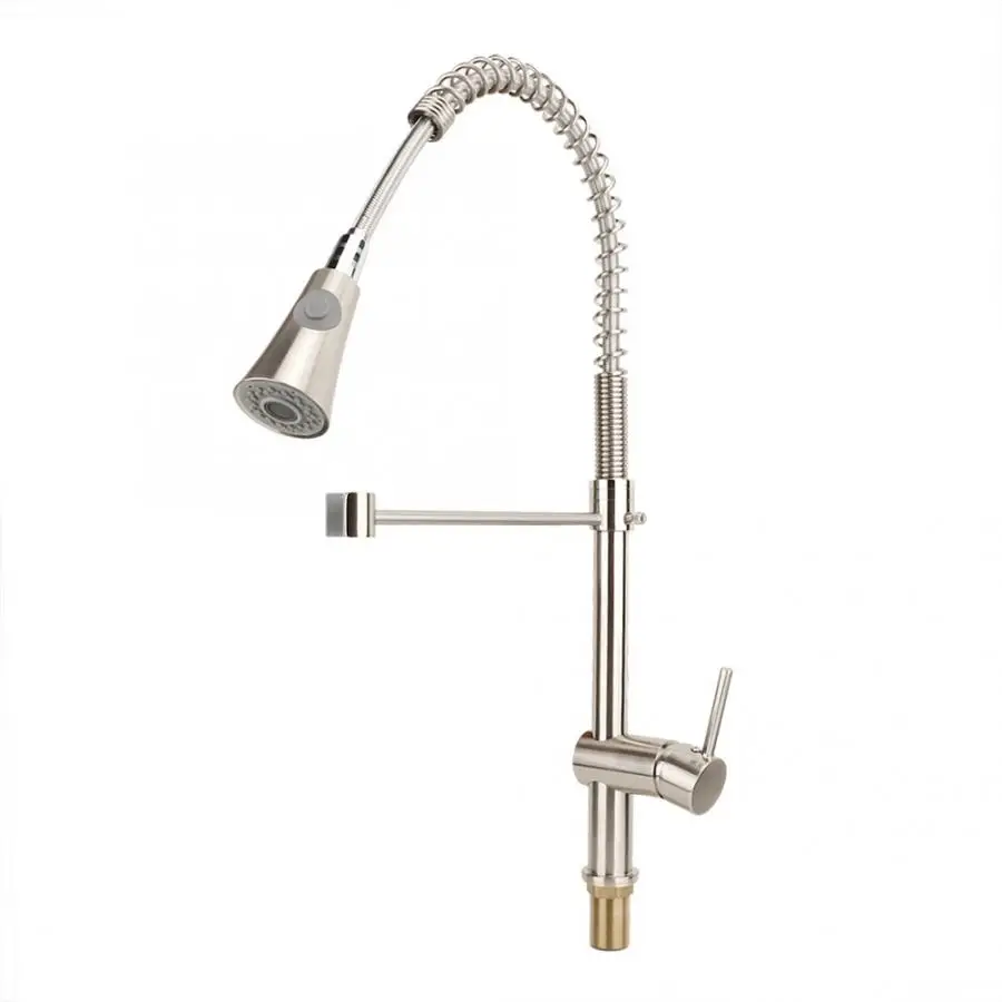 Весенний Одноручный водопроводный кран вытяжной кухонный никелированная щетка