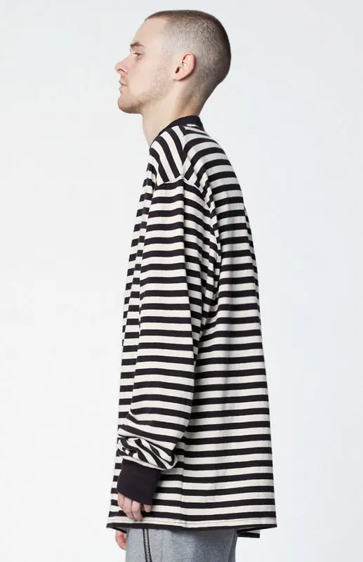 2018 Мужская футболка с длинным рукавом в черно белую полоску мужская и женская